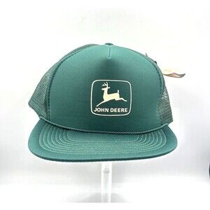 Vtg John Deere Trucker Hat Green Mesh Nissin Cap Logo Rope Dead Stock OSFA NWT